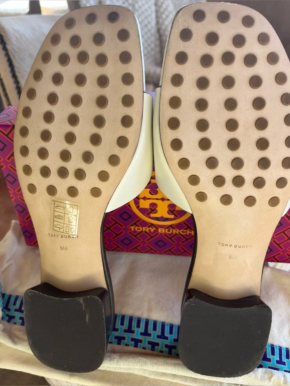 Tory Burch Cream Logo Slide Mules